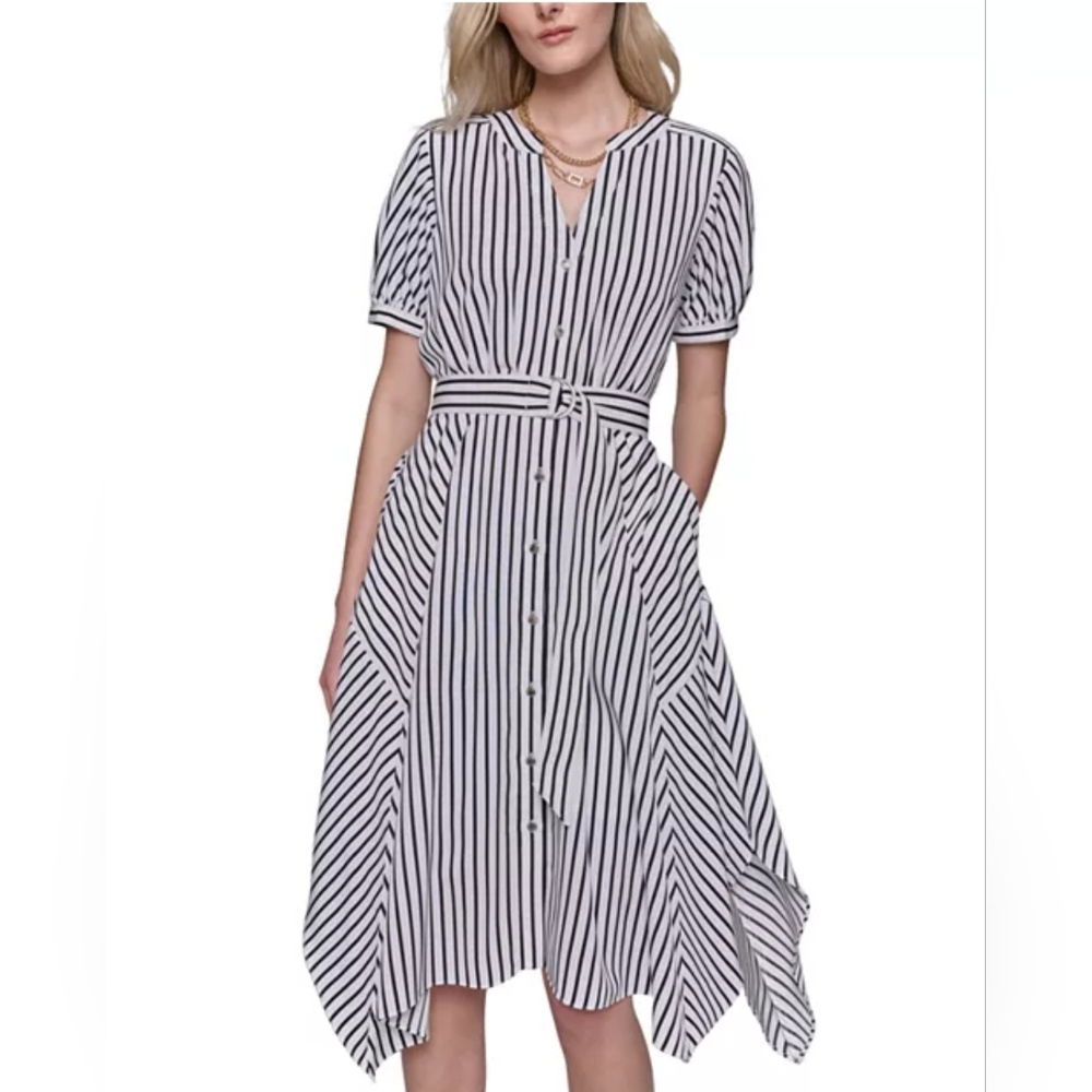 Karl Lagerfeld Black and White Striped Midi Dress